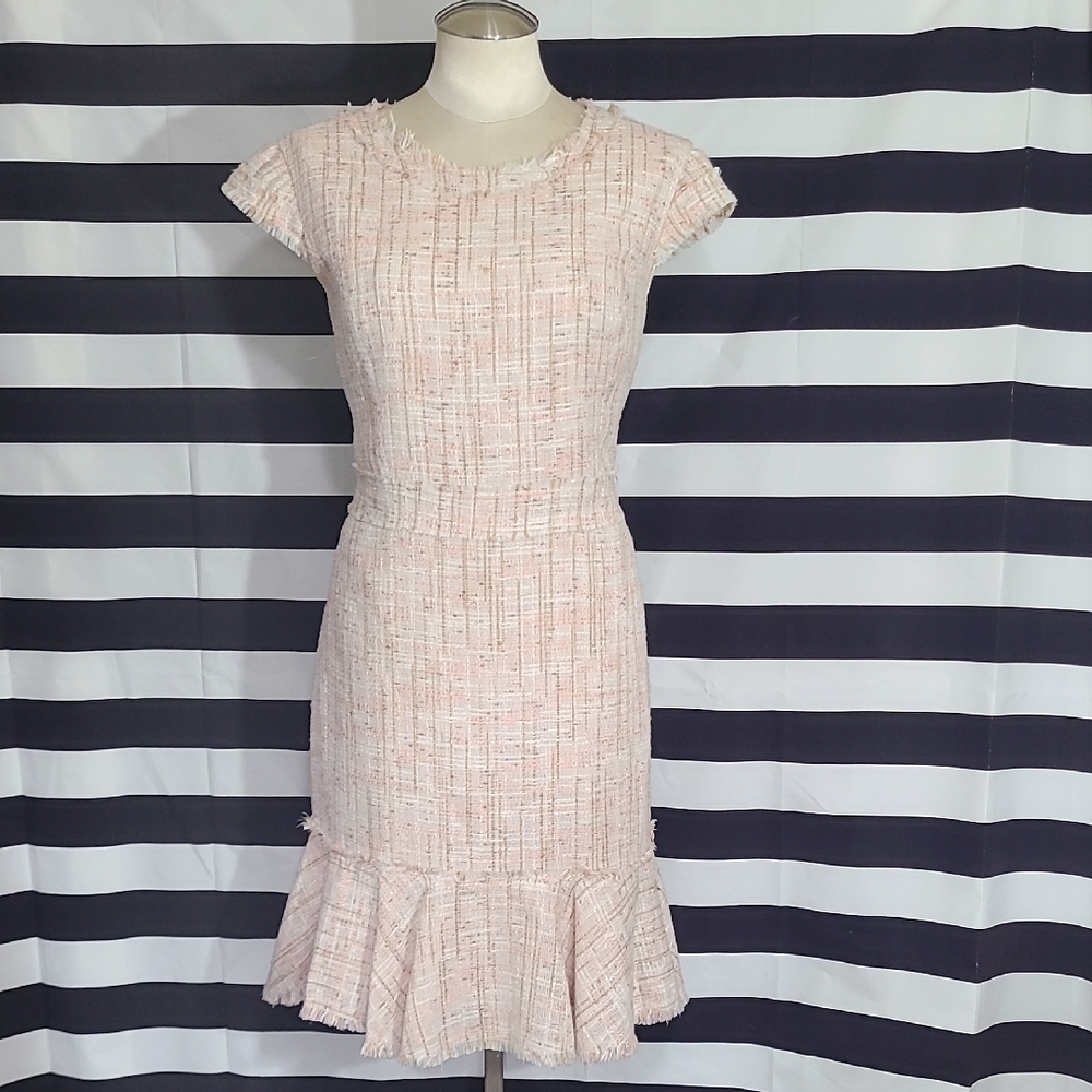 Nanette Lepore Pink Tweed Midi Dress